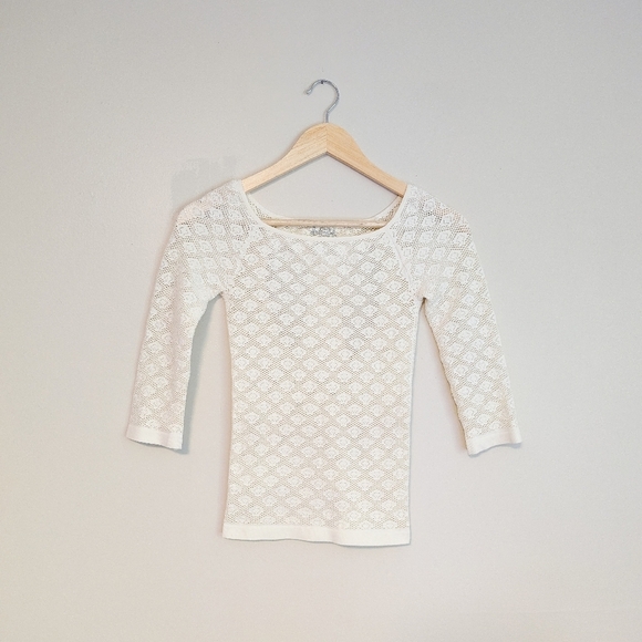 Free People Intimately White Stretchy Sheer Cutout Top - Picture 1 of 4